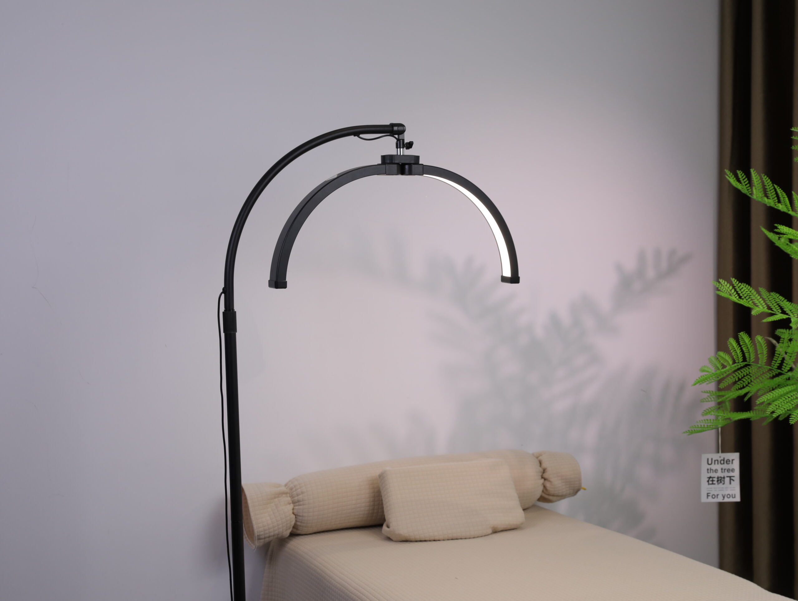 Half moon beauty lamp used for nail art, eyelash extensions, and permanent makeup