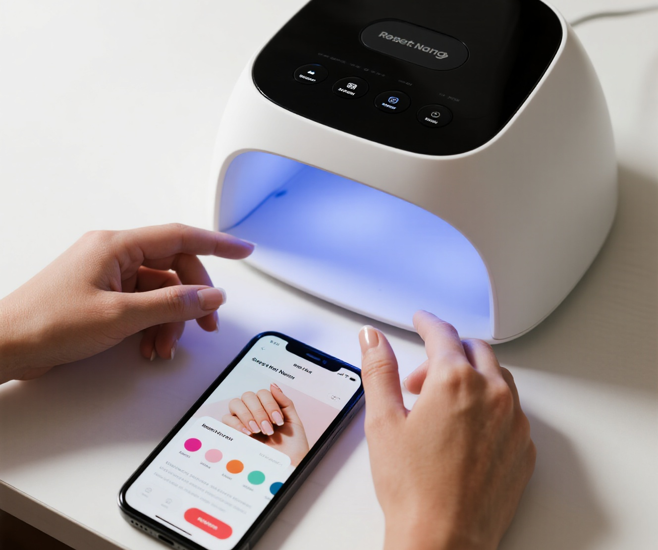 Smart beauty lamp controlled by mobile app with brightness and color temperature presets