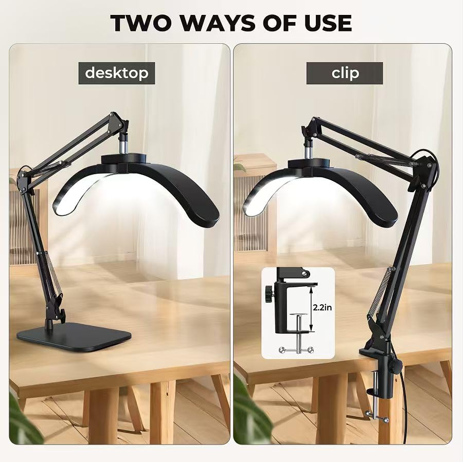 Desktop and clamp-mounted professional nail table lamp options